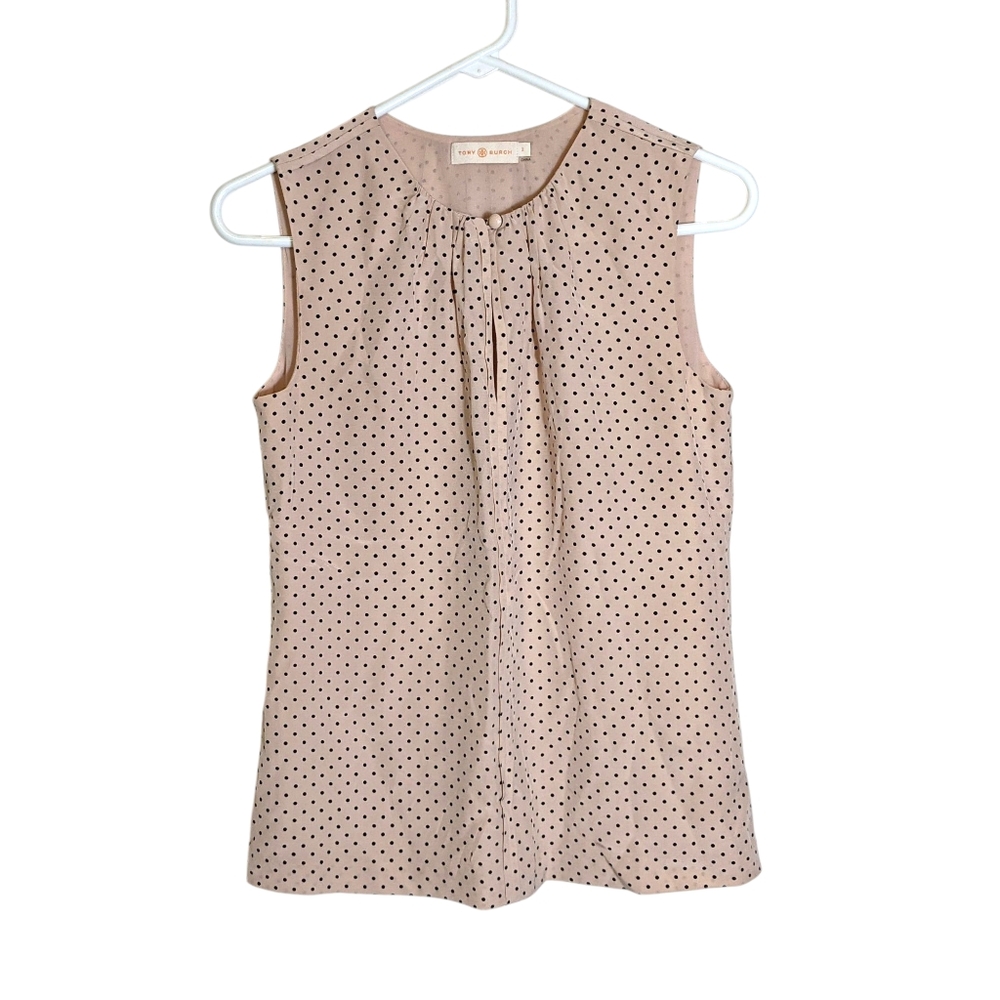 Tory Burch Women's Sleeveless Polkadot Silk Top Size 2